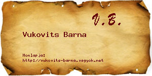 Vukovits Barna névjegykártya